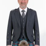 Midnight Tweed Wool Argyle Jacket with Vest Front View