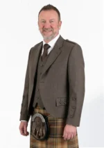 Peat Tweed Wool Argyle Jacket with Vest Left Side View