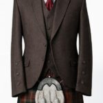 Premium Quality Scottish Brown Tweed Wool Argyle Jacket Front