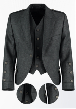 Premium Quality Scottish Charcoal Tweed Wool Argyle Jacket
