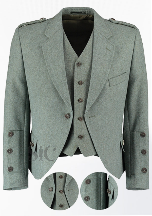 Premium Quality Scottish Moss Tweed Wool Argyle Jacket
