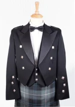 Premium Quality Traditional Scottish Prince Charlie Jacket with Three Button Vest