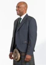 Scottish Charcoal Tweed Wool Argyle Jacket with Vest Left Side View