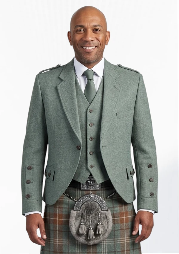 Scottish Tweed Argyle Jacket with Vest Front View