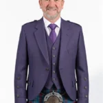 Scottish Tweed Wool Argyle Jacket with Vest Front View