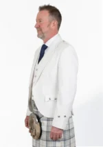 White Tweed Wool Argyle Jacket with Vest Left Side View