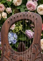 Brown Flower Lyre Harp Strings