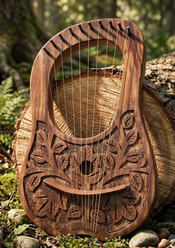 Flowers Lyre Harp Front View