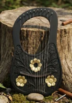 Golden Flower Black Lyre Harp
