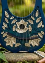 Golden Leafs Engraved Lyre Harp