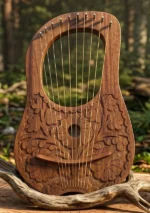 Leaf Brown Lyre Harp Front View