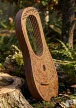 Leaf Brown Lyre Harp Left Side View
