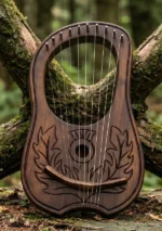 Leaf Engraved Lyre Harp