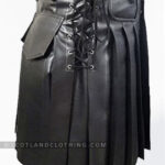 Premium Quality Traditional Black Scottish Leather Kilt Design 57