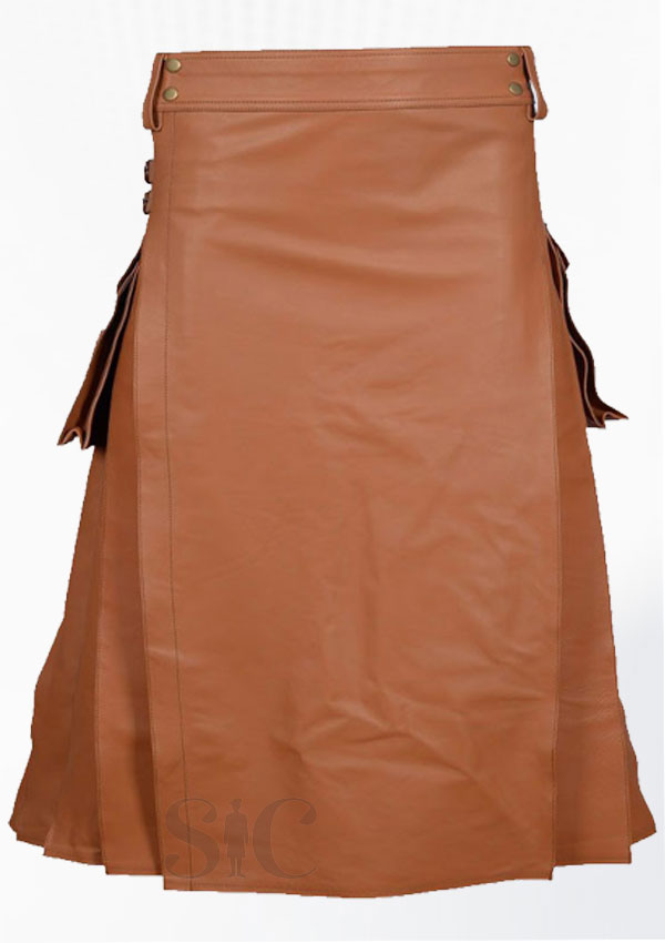 Premium Quality Brown Leather Kilt Design 52