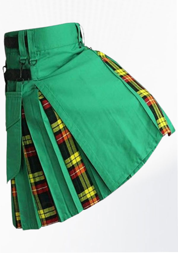Premium Quality Green and Tartan Hybrid Kilt Design 93