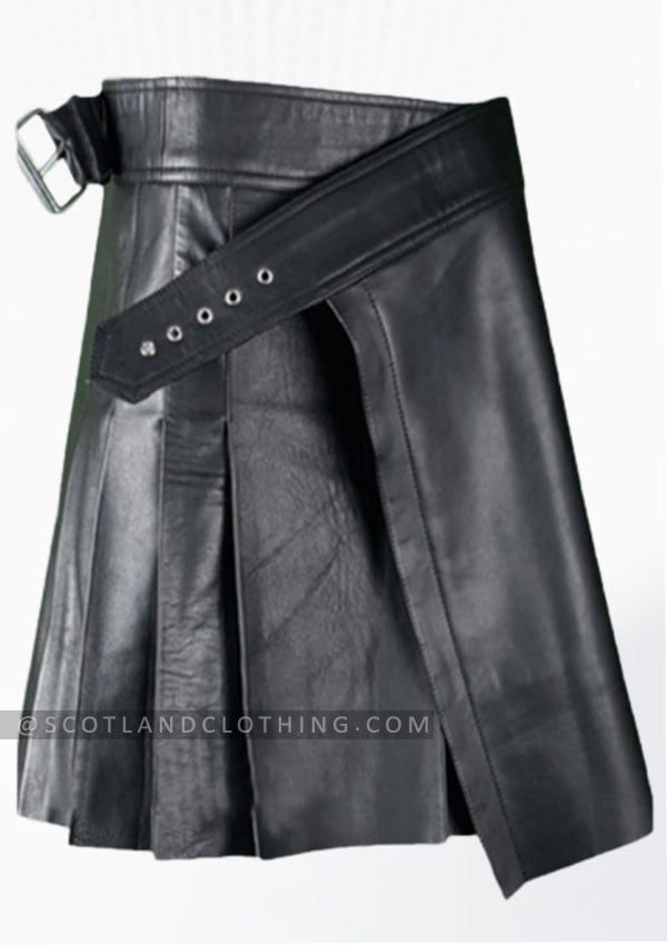 Premium Quality New Black Leather Utility Kilt Design 55