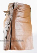 Premium Quality New Leather Brown Utility Kilt Design 59