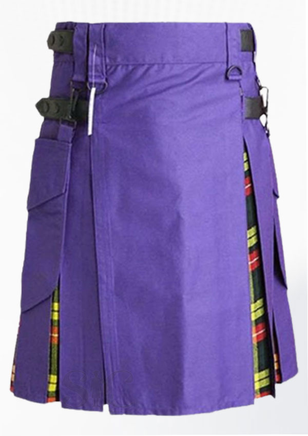 Premium Quality Purple and Tartan Hybrid Kilt Design 96