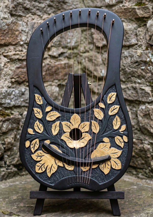 Scottish Golden Flowers Lyre Harp