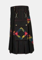Black Fashion Hybrid Utility Kilt Left
