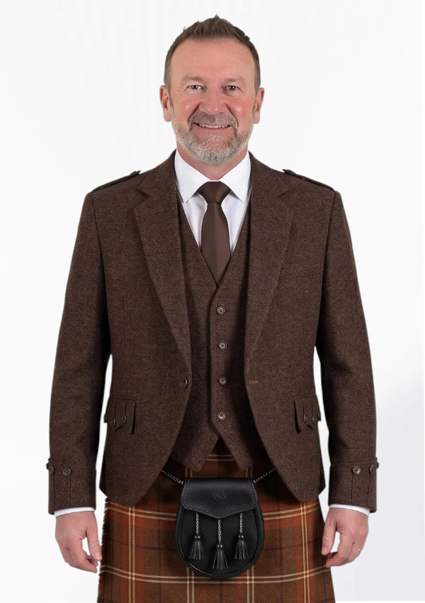 Brown Argyle Jacket with Vest Front View
