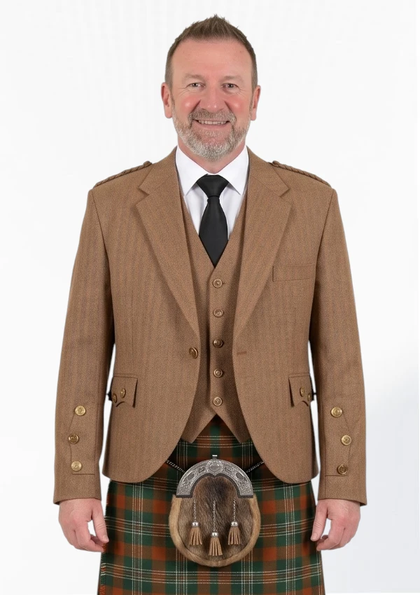 Brown Argyle Jacket with Vest Front View