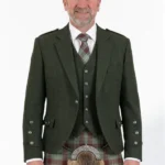 Dark Green Argyle Jacket with Vest Front View