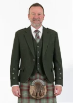 Dark Green Argyle Jacket with Vest Front View