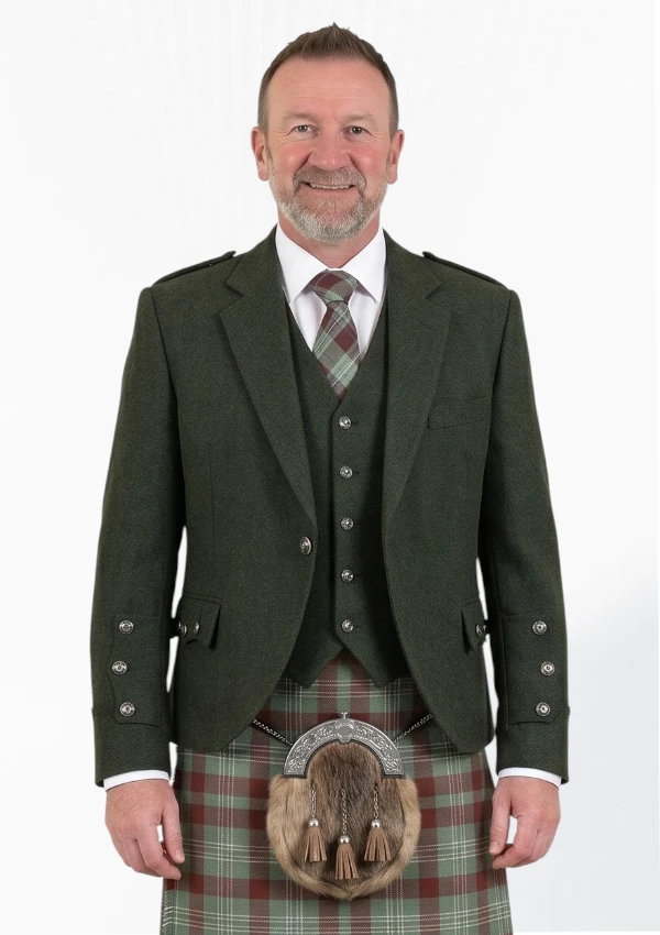 Dark Green Argyle Jacket with Vest Front View