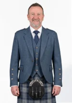 Light Blue Argyle Jacket with Vest Front View