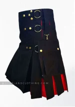 Premium Quality New Style Black & Red Modern Kilt Left Side
