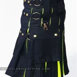 Premium Quality Traditional Scottish Black Perot Hybrid Kilt