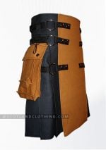 Prémiová kvalita hnědého a černého Utility Kilt Design 145