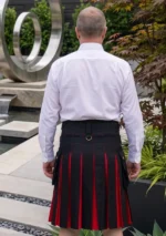 Men's Black and Red Fashion Hyrbid Kilt Back