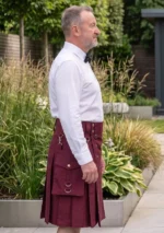 Men's Burgundy Utility Kilt Side