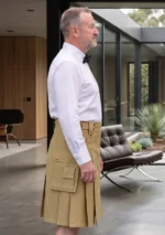 Men's Modern Khaki Utility Kilt Side
