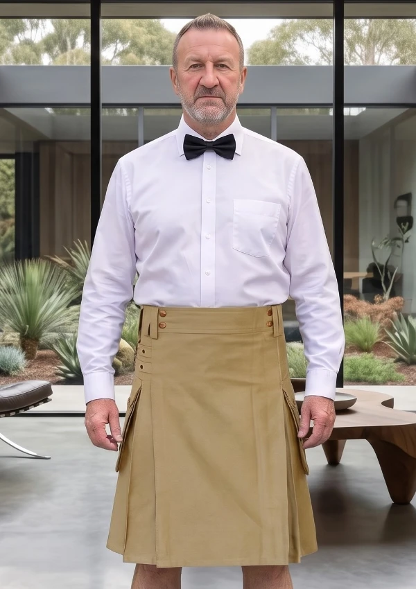 Men's Modern Khaki Utility Kilt