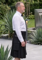 Men's Plain Black Utility Kilt Side
