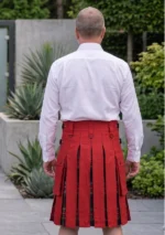 Men's Red Cotton & Black Stewart Tartan Hybrid Kilt Back