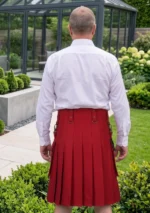 Men's Red Utility Kilt With Net Pockets Back View