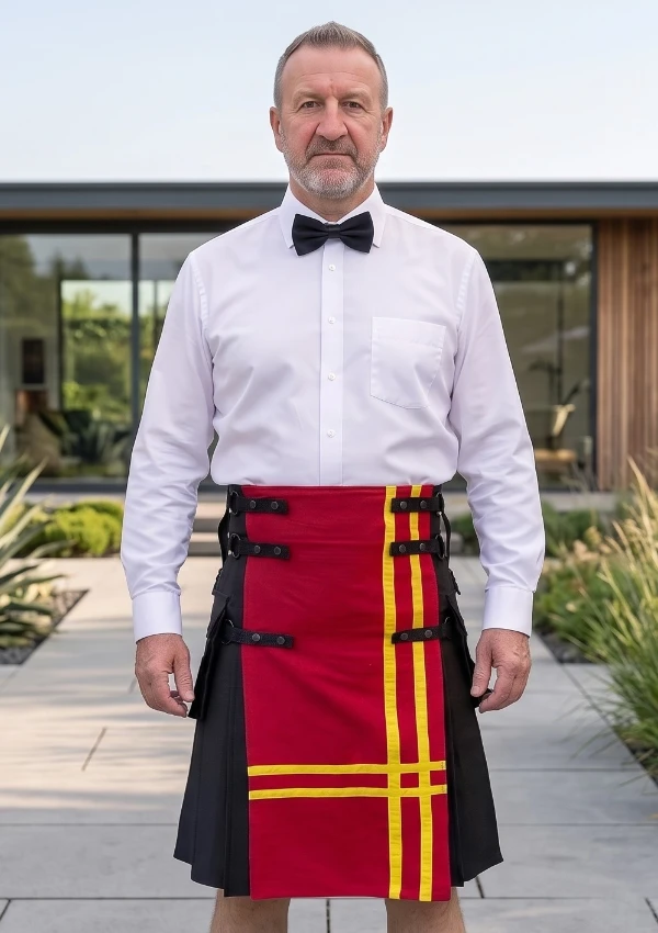 Men's Red and Black Fashion Hybrid Kilt
