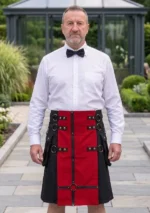 Men's Red and Black Fashion Kilt