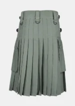 Olive Green Cotton Utility Kilt Back