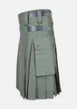 Olive Green Cotton Utility Kilt Left
