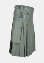 Olive Green Cotton Utility Kilt Right
