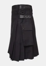Plain Black Utility Kilt Left