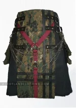 Premium Quality Black Canvas Camouflage Kilt Chains