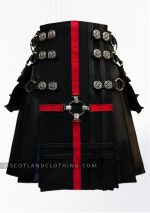 Premium Quality Black Leather Gothic Kilt Design 63