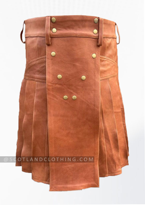 Premium Quality Brown Leather Kilt Design 61